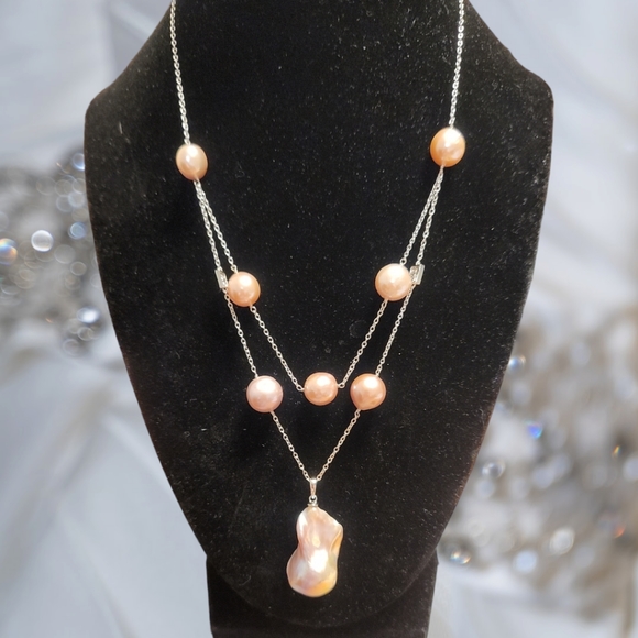 🔥PRICE CUT🔥NWT BAROQUE PEARL LAYERED RHODIUM OVER STERLING SILVER NECKLACE - Picture 11 of 16